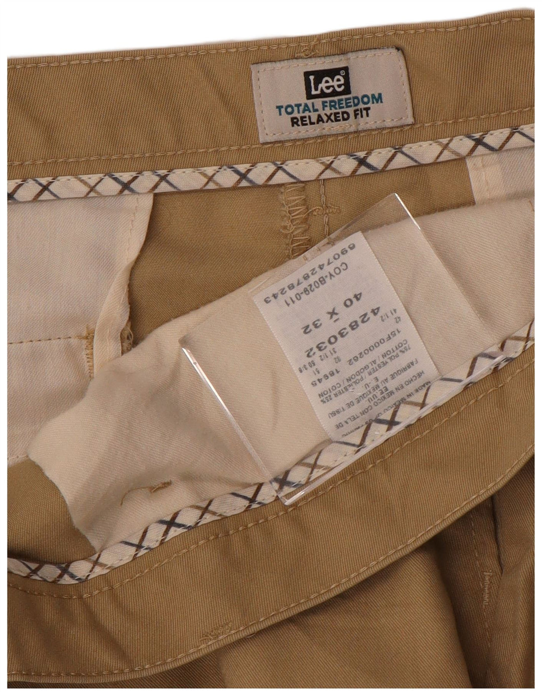 LEE Pantalon Chino Coupe Relax Total Freedom Homme W40 L32 Beige Polyester