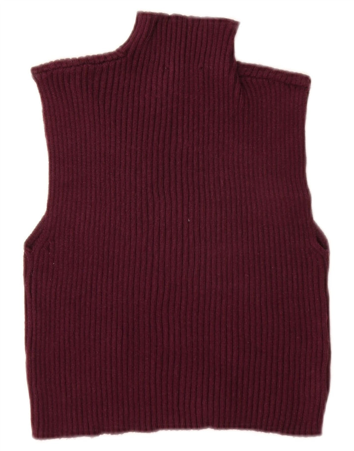 ZARA Femme Crop Vest Débardeur UK 12 Medium Bordeaux Viscose