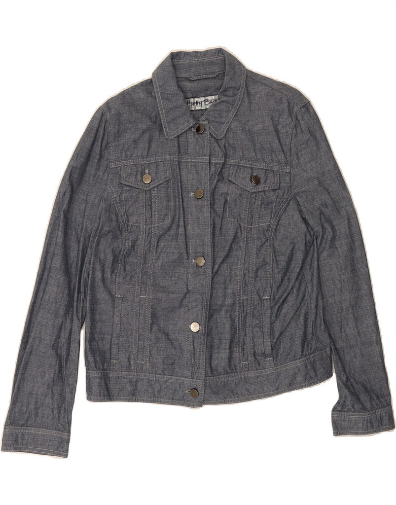 BETTY BARCLAY Womens Bomber Jacket IT 42 Medium Blue Cotton Vintage Betty Barclay and Second-Hand Betty Barclay from Messina Hembry 