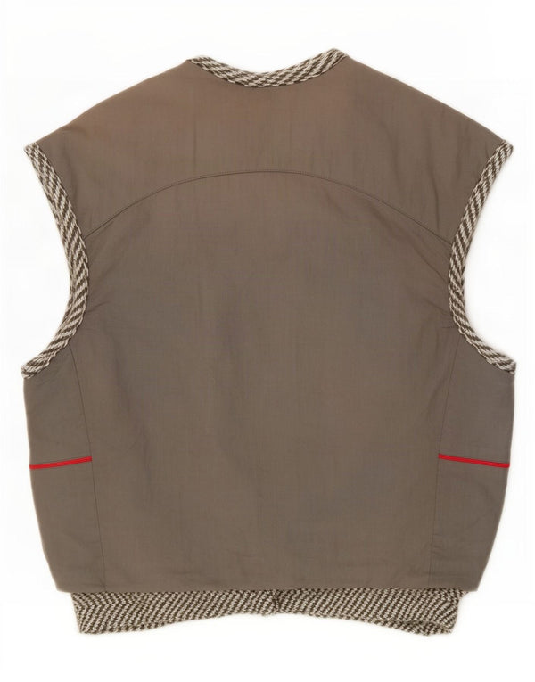 vintage Womens Gilet UK 16 Grand Acrylique Gris