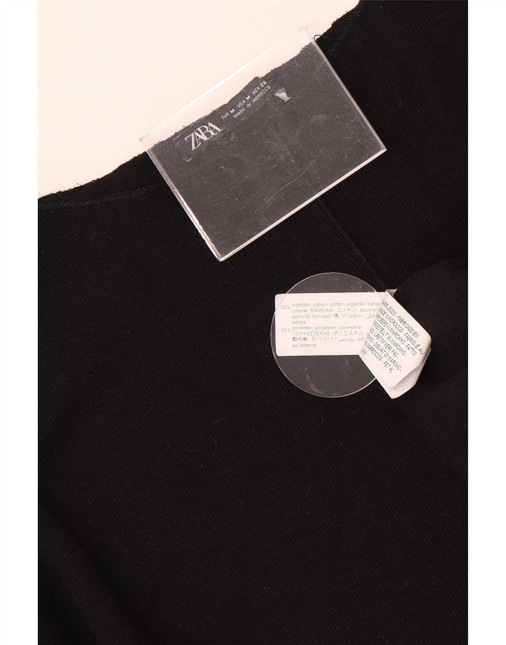 Zara Femme Top Manches Longues UK 14 Moyen Noir Coton