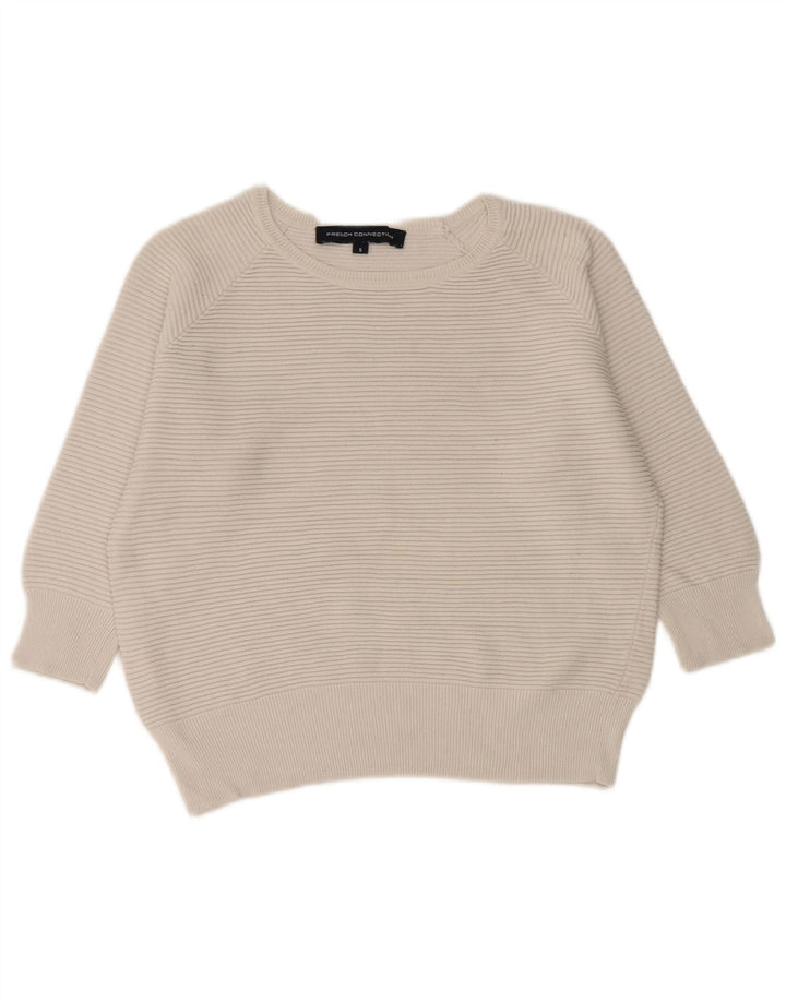 FRENCH CONNECTION Pull col bateau pour femme UK 10 Petit Blanc