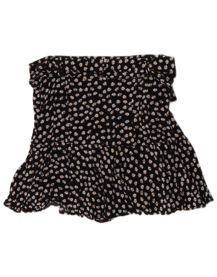 Zara Jupe-short femme Large W30 Viscose florale noire