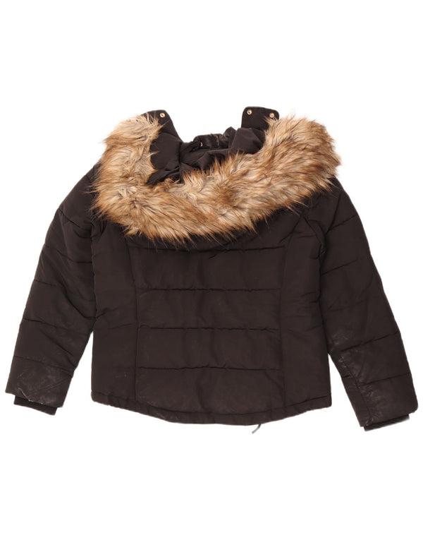 Topshop Veste matelassée à capuche pour femme UK 12 Medium Noir Polyester