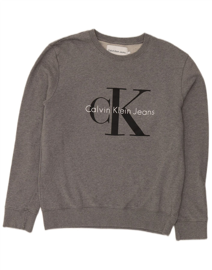 CALVIN KLEIN JEANS Sweat-shirt graphique pour homme en coton gris moyen