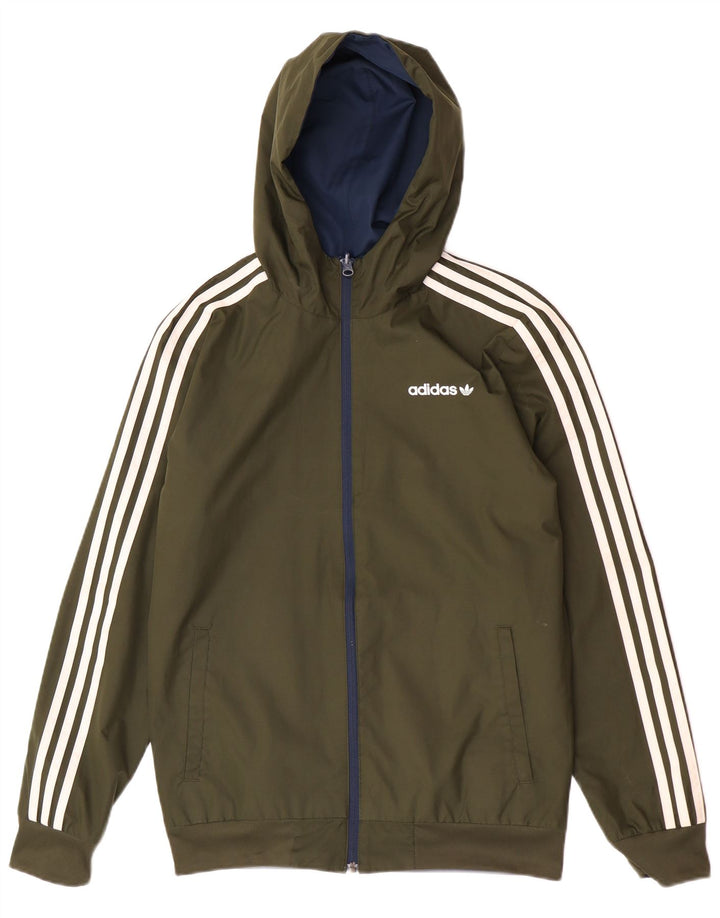 Adidas Veste réversible à capuche pour homme UK 36 Petit Kaki Polyester