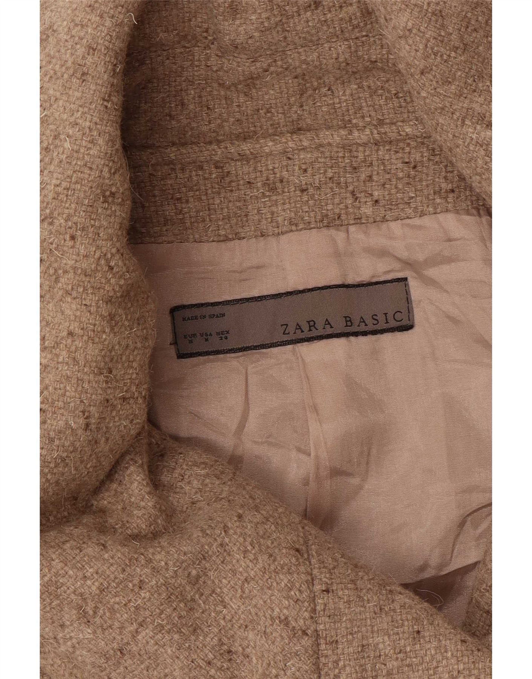 Zara Manteau croisé pour femme UK 12 Beige moyen moucheté