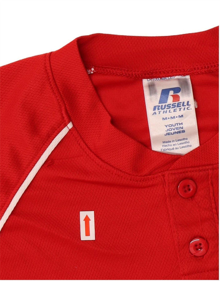 RUSSELL ATHLETIC Boys T-Shirt Top 10-11 Years Medium Red Colourblock