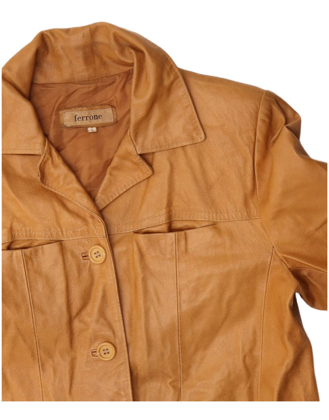 FERRONE Veste en cuir femme UK 16 Grand cuir marron