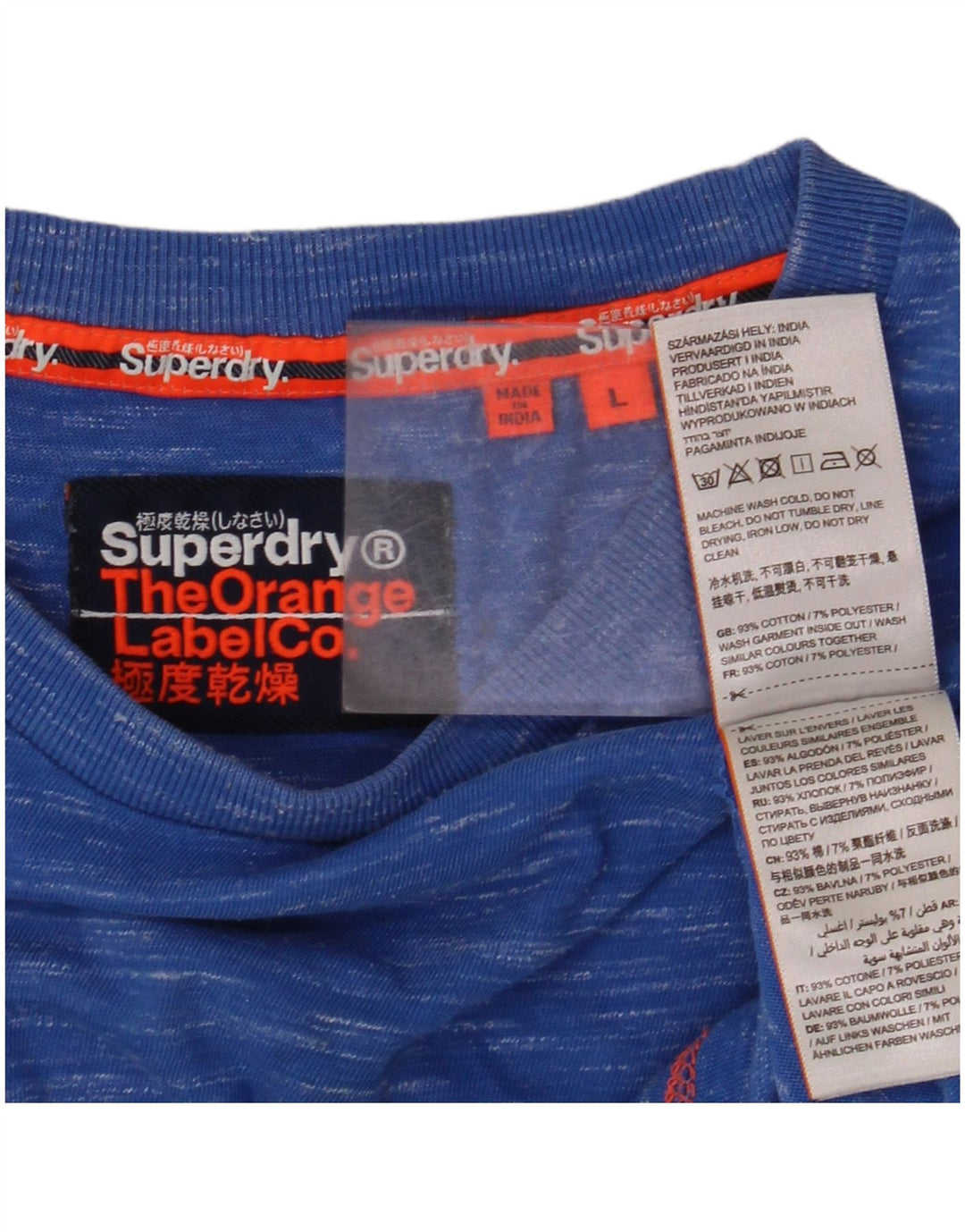 SUPERDRY T-Shirt Homme Top Large Bleu Moucheté Coton