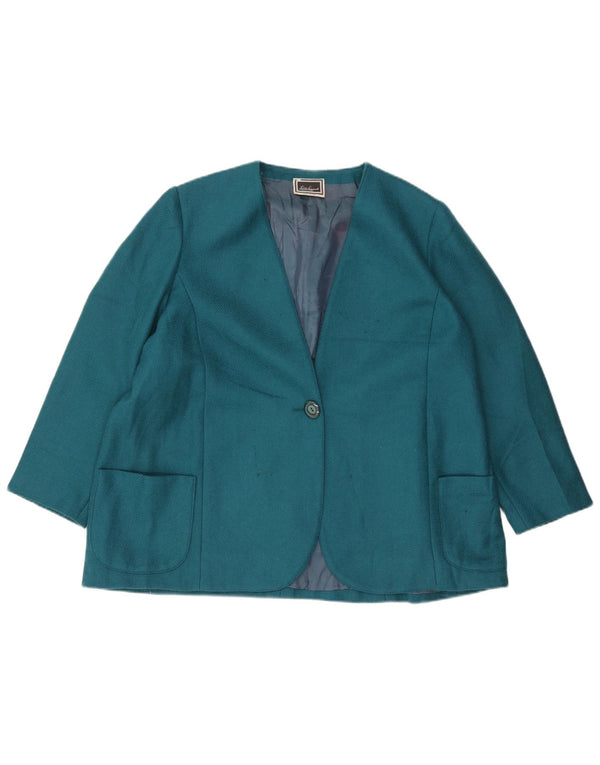 Luisa Spagnoli Veste Blazer 1 Bouton Femme UK 20 2XL Laine Bleue