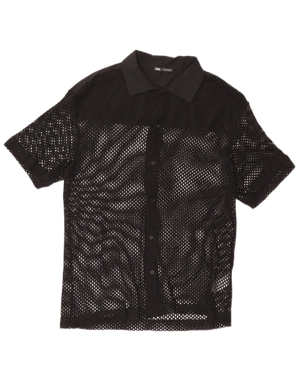 Chemise À Manches Courtes Homme Zara Homme Noir Moyen Coton
