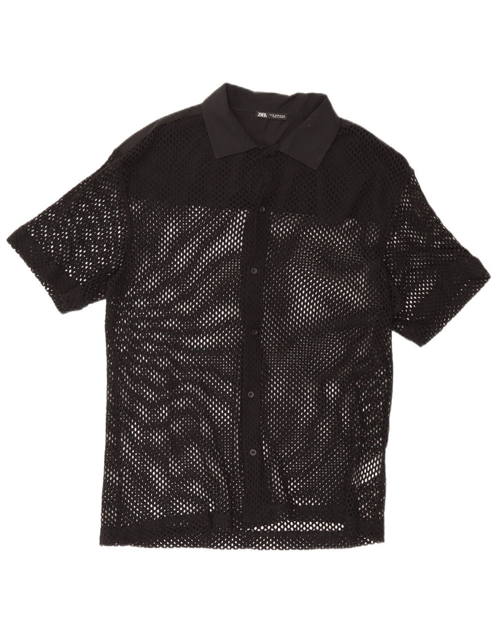 Chemise À Manches Courtes Homme Zara Homme Noir Moyen Coton