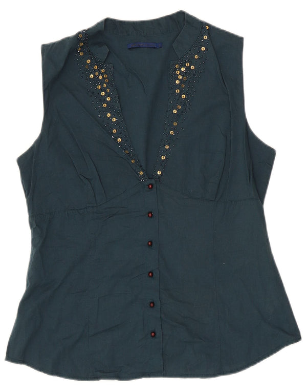 Gas Chemisier sans manches pour femme UK 12 en coton vert moyen