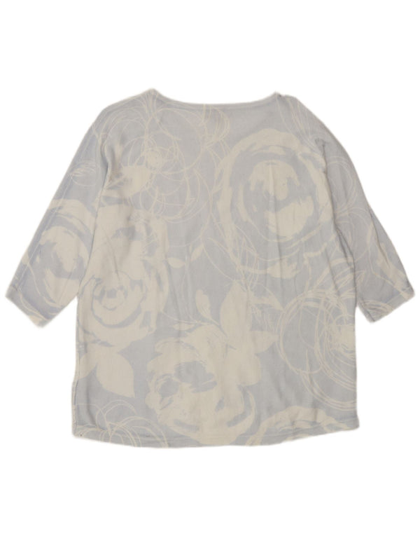 Phase Eight Top Femme Manches 3/4 UK 12 Bleu Moyen Coton Floral