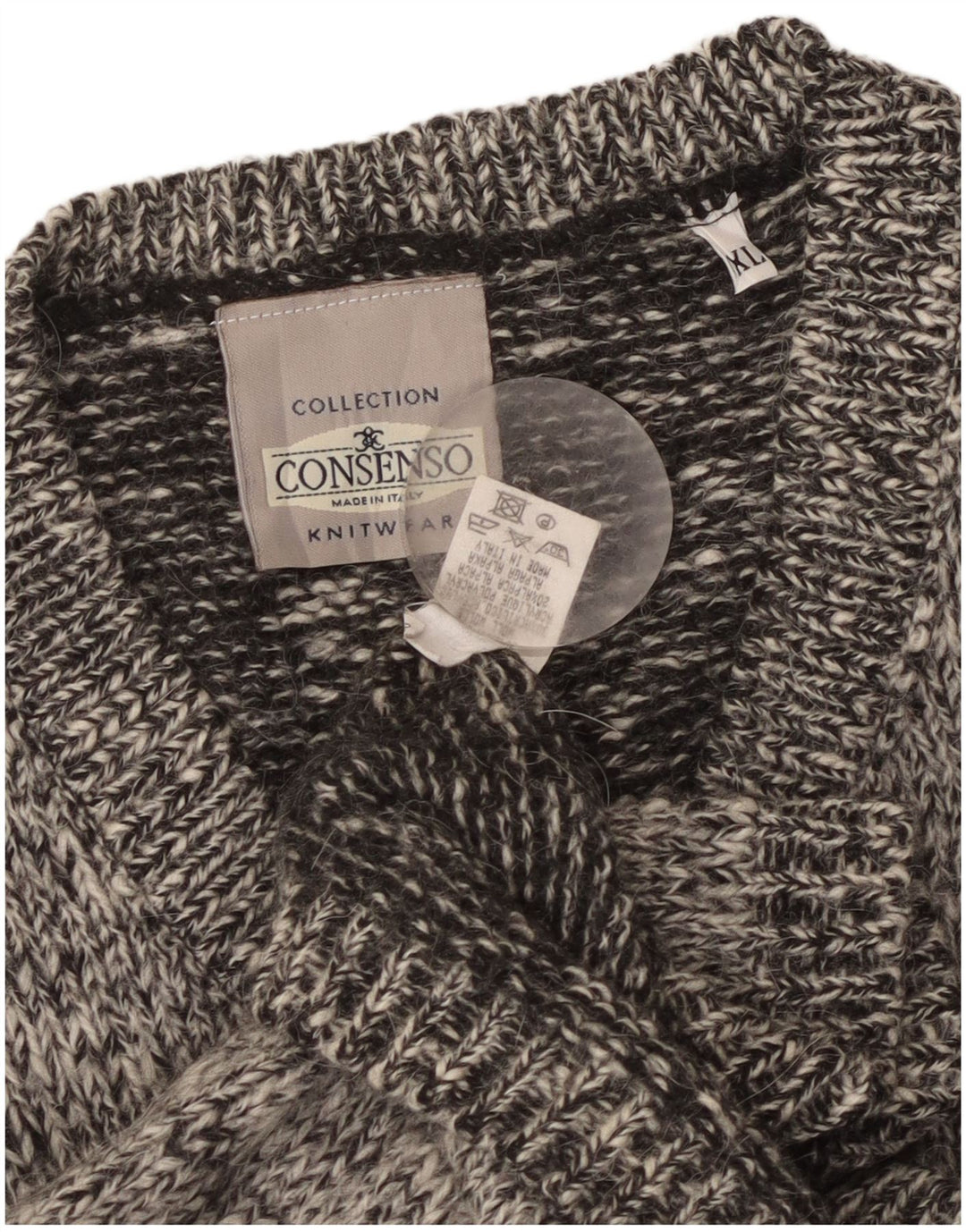 Consenso Pull Col V Homme XL Laine Mouchetée Gris