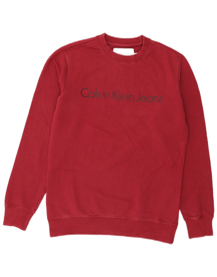 Calvin Klein Jeans Sweat-shirt graphique pour homme en coton rouge Taille S