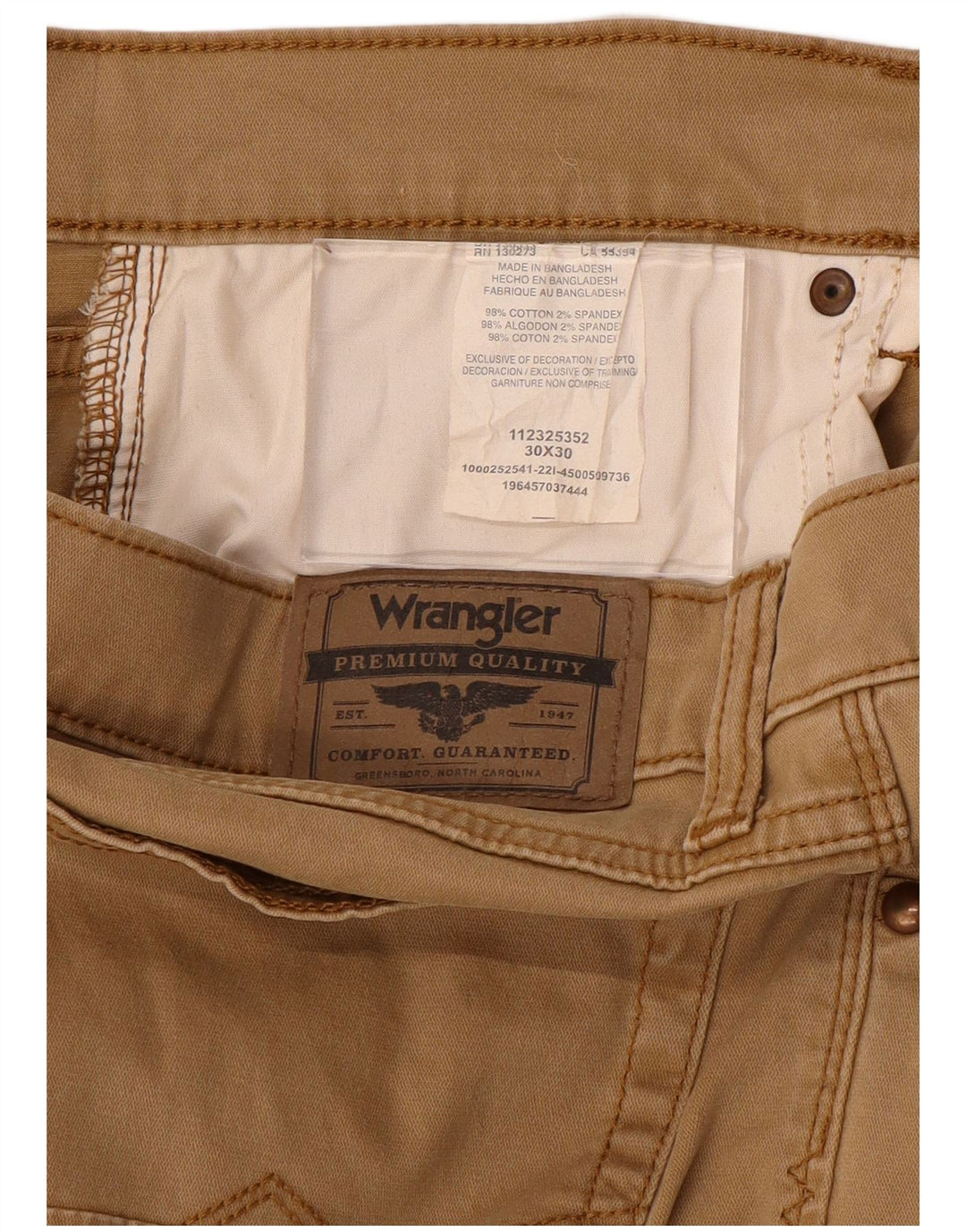 Wrangler Pantalon décontracté droit pour homme W30 L30 Marron Coton