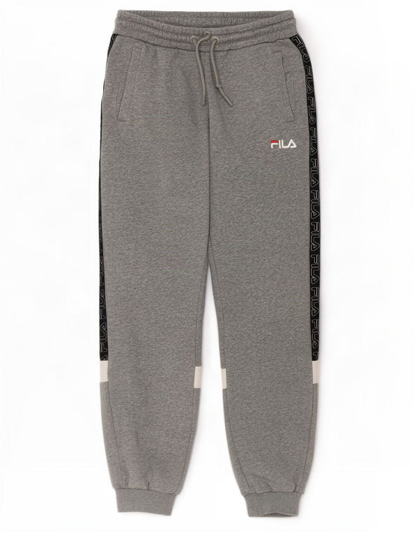 Fila Pantalon de survêtement graphique pour homme en coton color block Small Gris