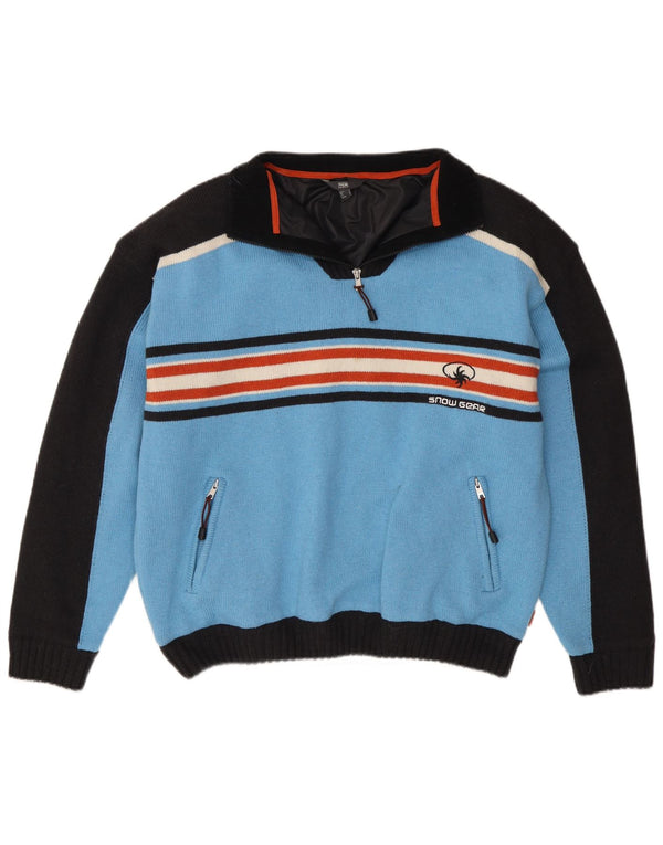 TCM Pull à col zippé pour homme Large Bleu Colorblock Acrylique