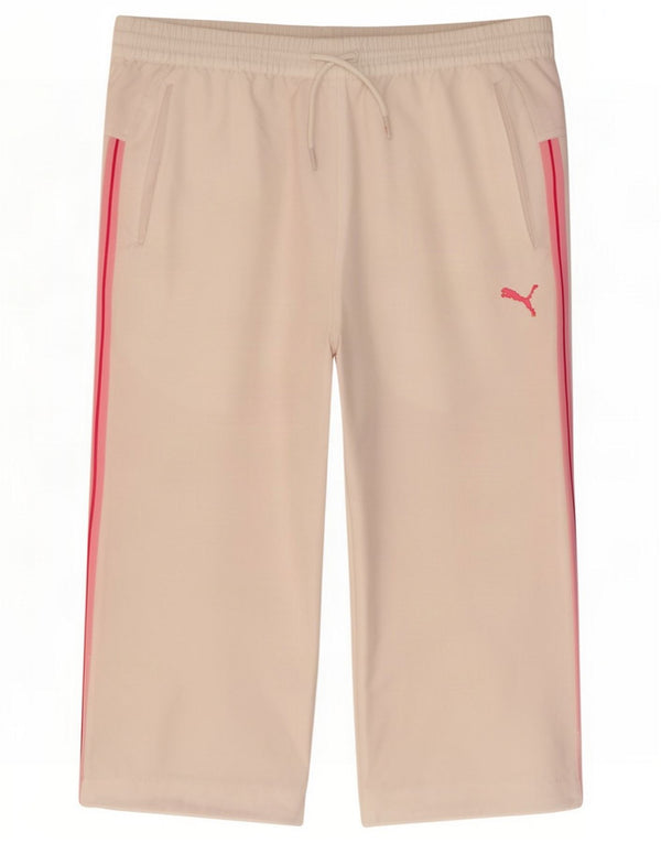 Puma Pantalon de survêtement Capri pour femme UK 8 Small White Colourblock Cotton