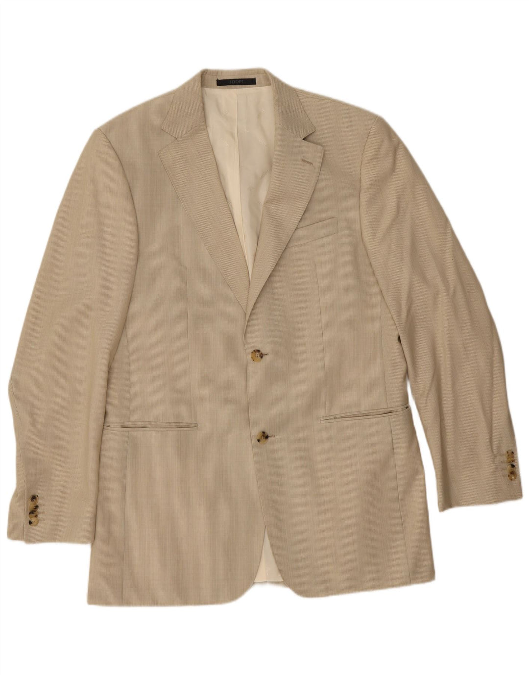 Joop Veste Blazer 2 Boutons Homme IT 48 Laine Vierge à Fines Rayures Beige Moyen