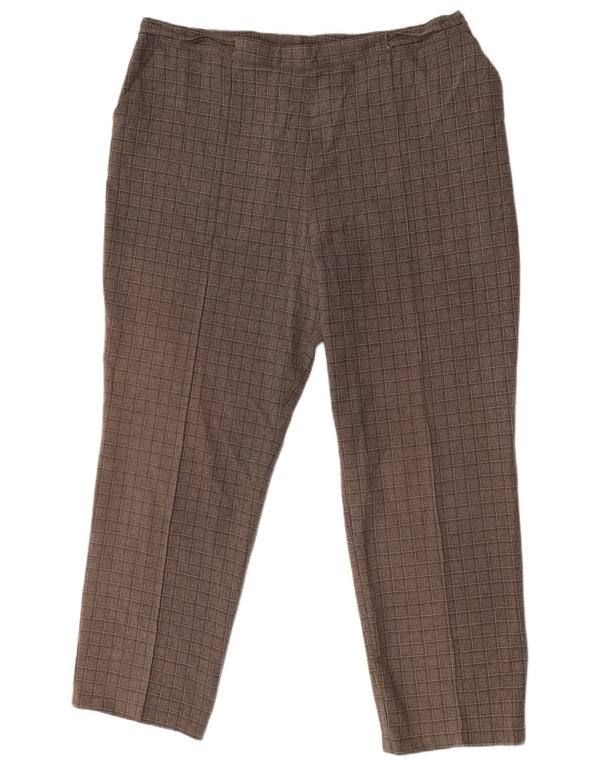Marks & Spencer Pantalon Chino Femme UK 20 2XL W38 L28 Marron à Carreaux