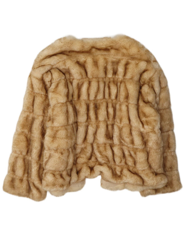 Zara Veste en fausse fourrure pour femme UK 14 Acrylique beige moyen