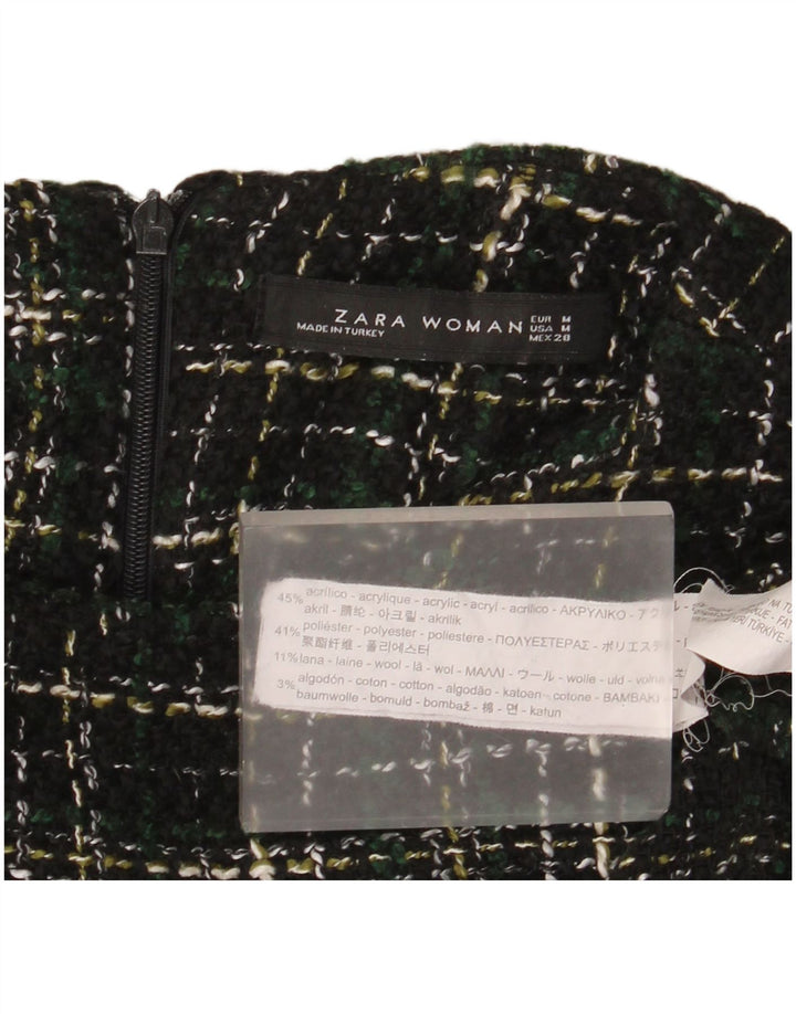 Zara Robe droite à manches longues pour femme UK 14 Acrylique à carreaux vert moyen
