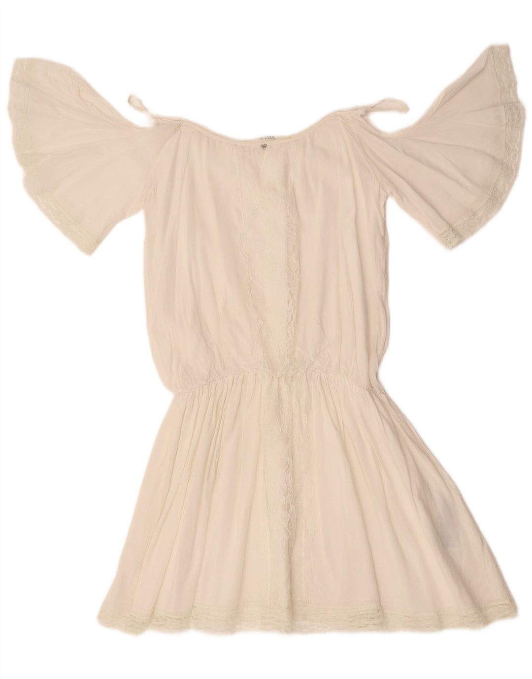 Guess Robe chauve-souris à épaules dénudées pour femme UK 12 en coton blanc moyen