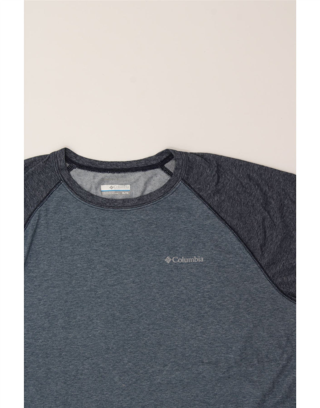 COLUMBIA Mens Big & Tall Top Long Sleeve XL Navy Blue Colourblock Vintage Columbia and Second-Hand Columbia from Messina Hembry 