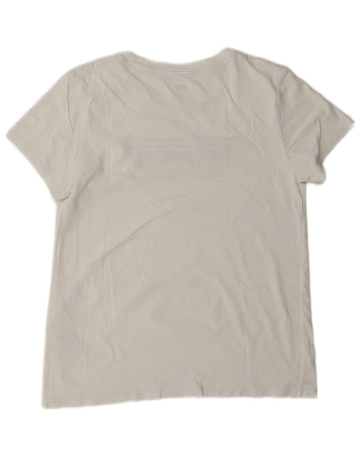 Levi's T-Shirt Graphique Femme UK 14 Coton Blanc Moyen