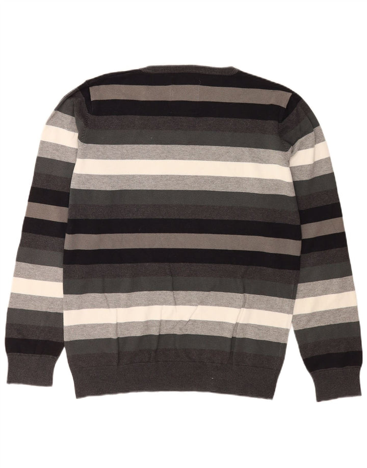 Jack & Jones Pull à col en V pour homme Large Gris Rayé