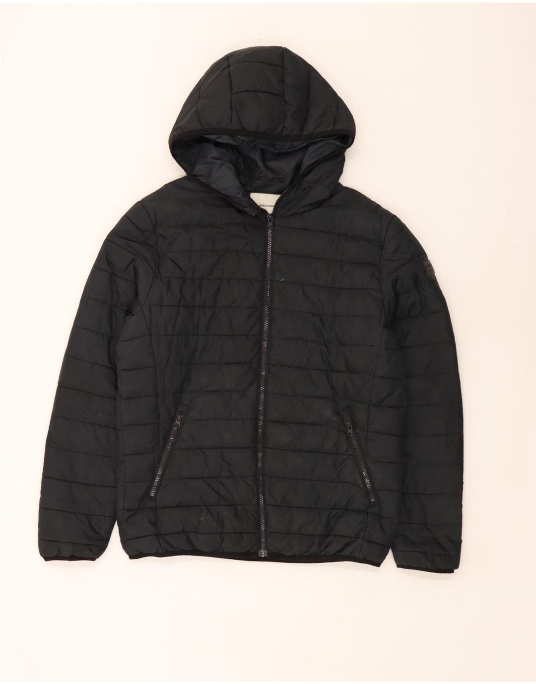 Jack & Jones Veste matelassée à capuche pour homme UK 40 Large Noir Polyester