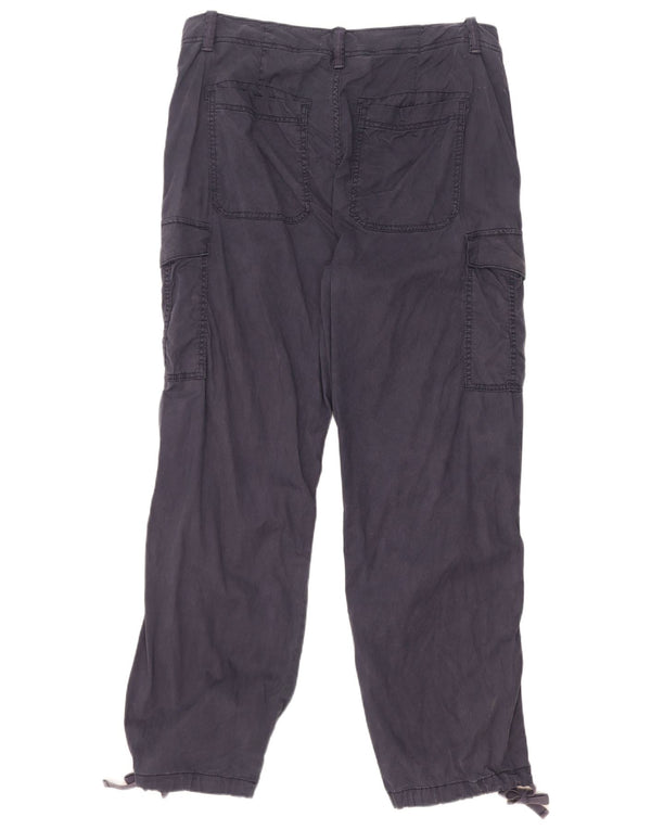 Marks & Spencer Pantalon cargo droit taille haute pour femme W34 L31 Bleu marine