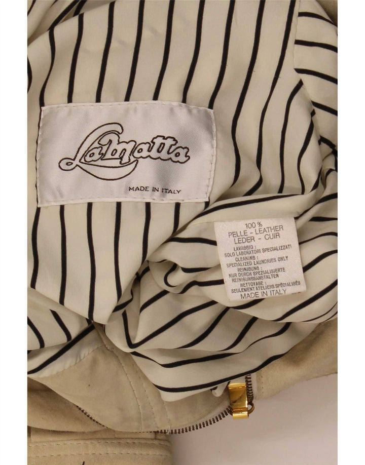 Lamatta Veste bomber surdimensionnée en daim pour femme UK 16 Grand cuir beige