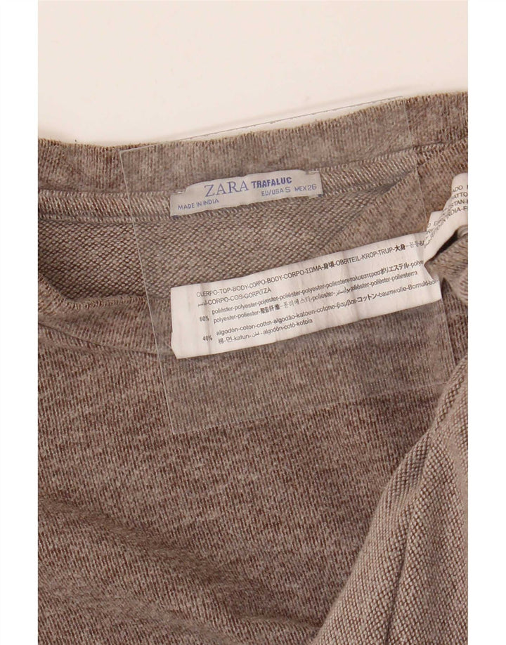 Zara Pull surdimensionné à col rond pour femme UK 10 Petit Gris Polyester