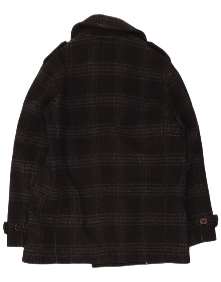 Pretty Green Caban Homme UK 40 Grande Laine à Carreaux Noir