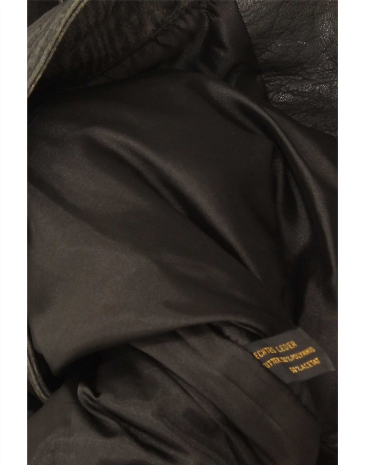 veste en cuir femme vintage UK 18 XL Noir
