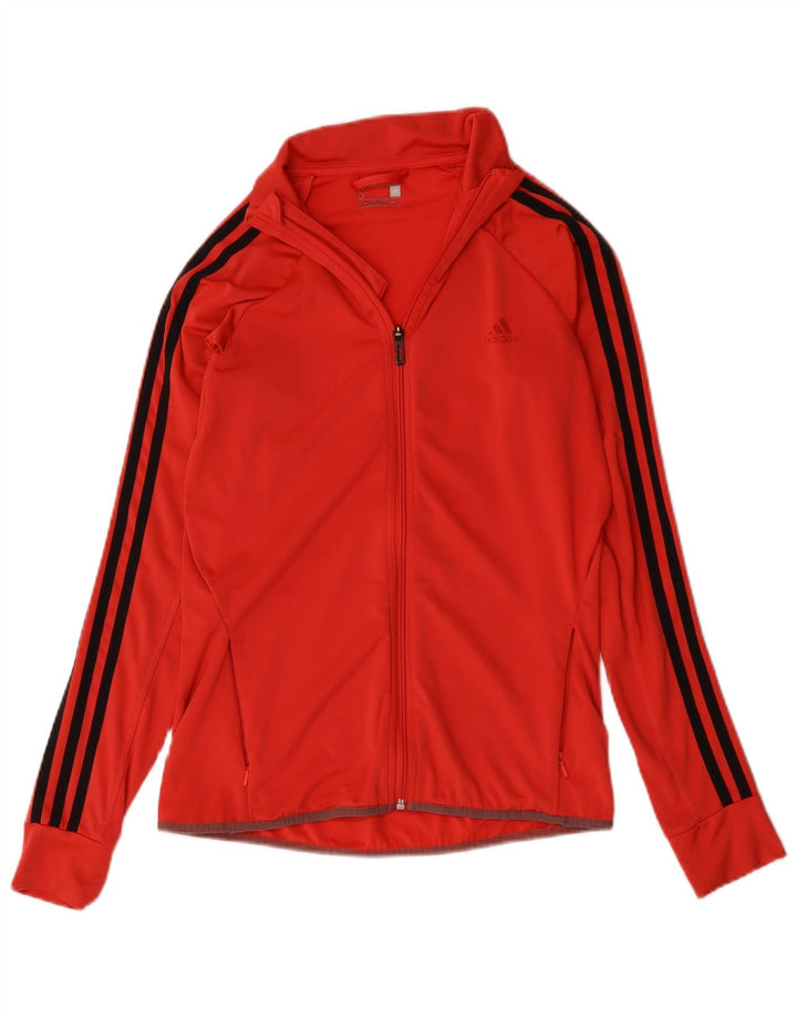 Adidas Climalite Survêtement Top Veste UK 8/10 Petit Rouge Polyester