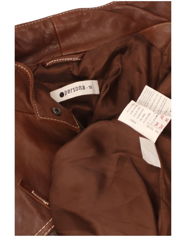 Persona Veste en cuir surdimensionnée pour femme Taille 19 Petit cuir marron