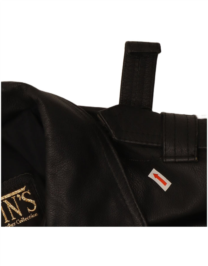 vintage Femme Veste Biker Surdimensionnée UK 10 Petit Cuir Noir