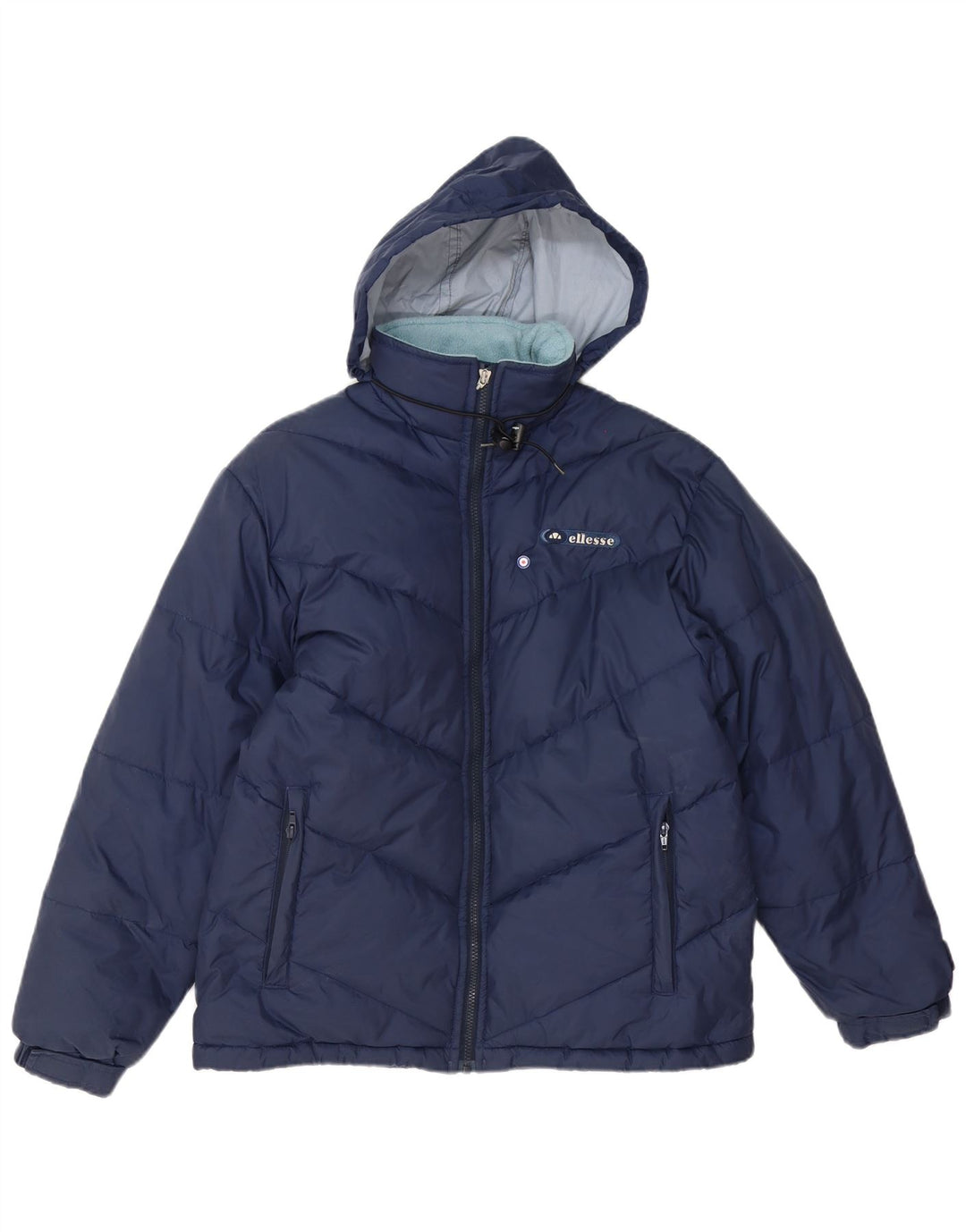 Ellesse Veste matelassée à capuche pour femme UK 12 Bleu marine moyen Polyester