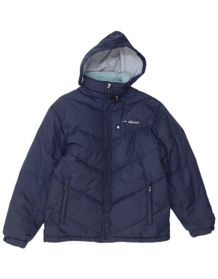 Ellesse Veste matelassée à capuche pour femme UK 12 Bleu marine moyen Polyester