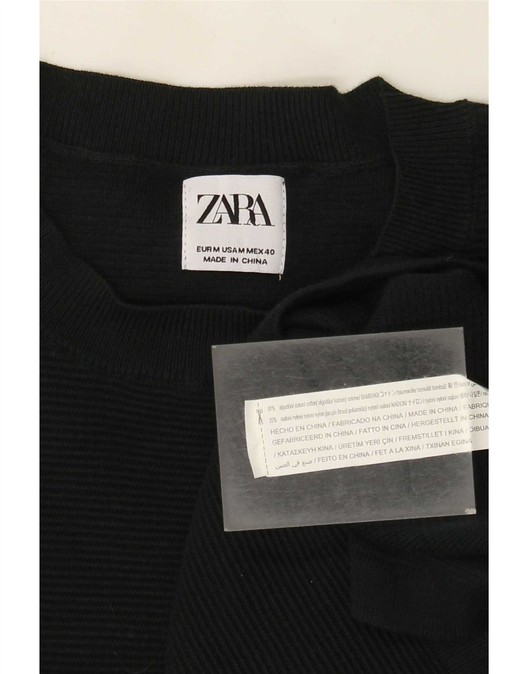 Zara Homme Top Manches Longues Coton Vert Moyen