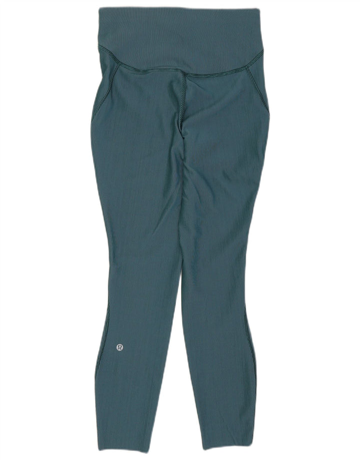 LULULEMON Womens Leggings US 6 Medium  Green Pinstripe Nylon