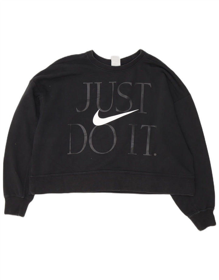 Nike Femme Dri Fit Graphic Sweat-shirt surdimensionné UK 16 Grand Noir