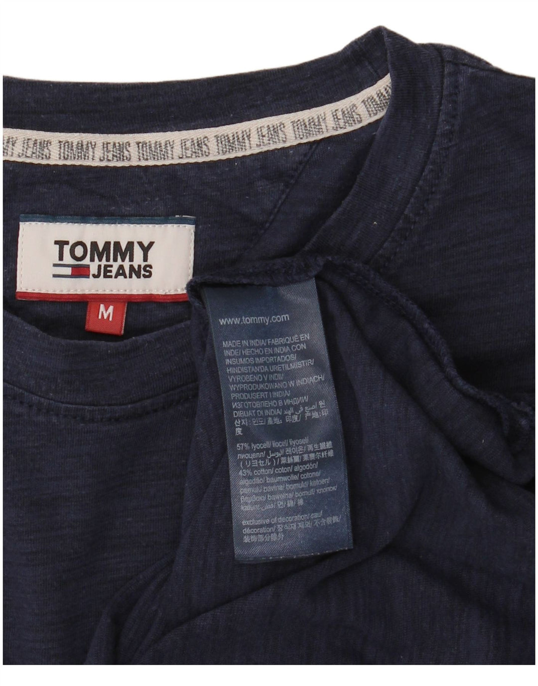 TOMMY HILFIGER Haut T-Shirt Homme Bleu Marine Moyen Lyocell
