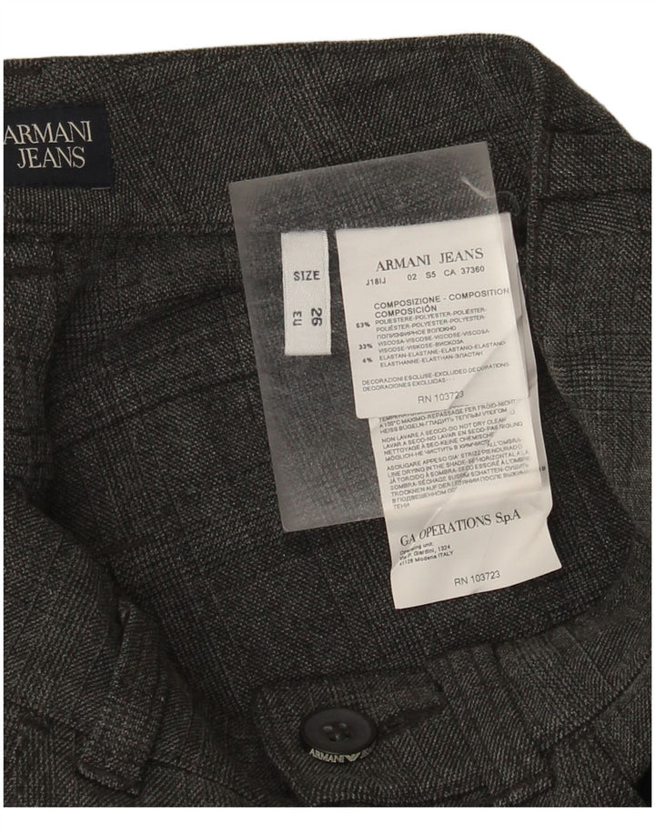 Armani Pantalon décontracté slim pour femme W26 L28 Gris à carreaux Polyester