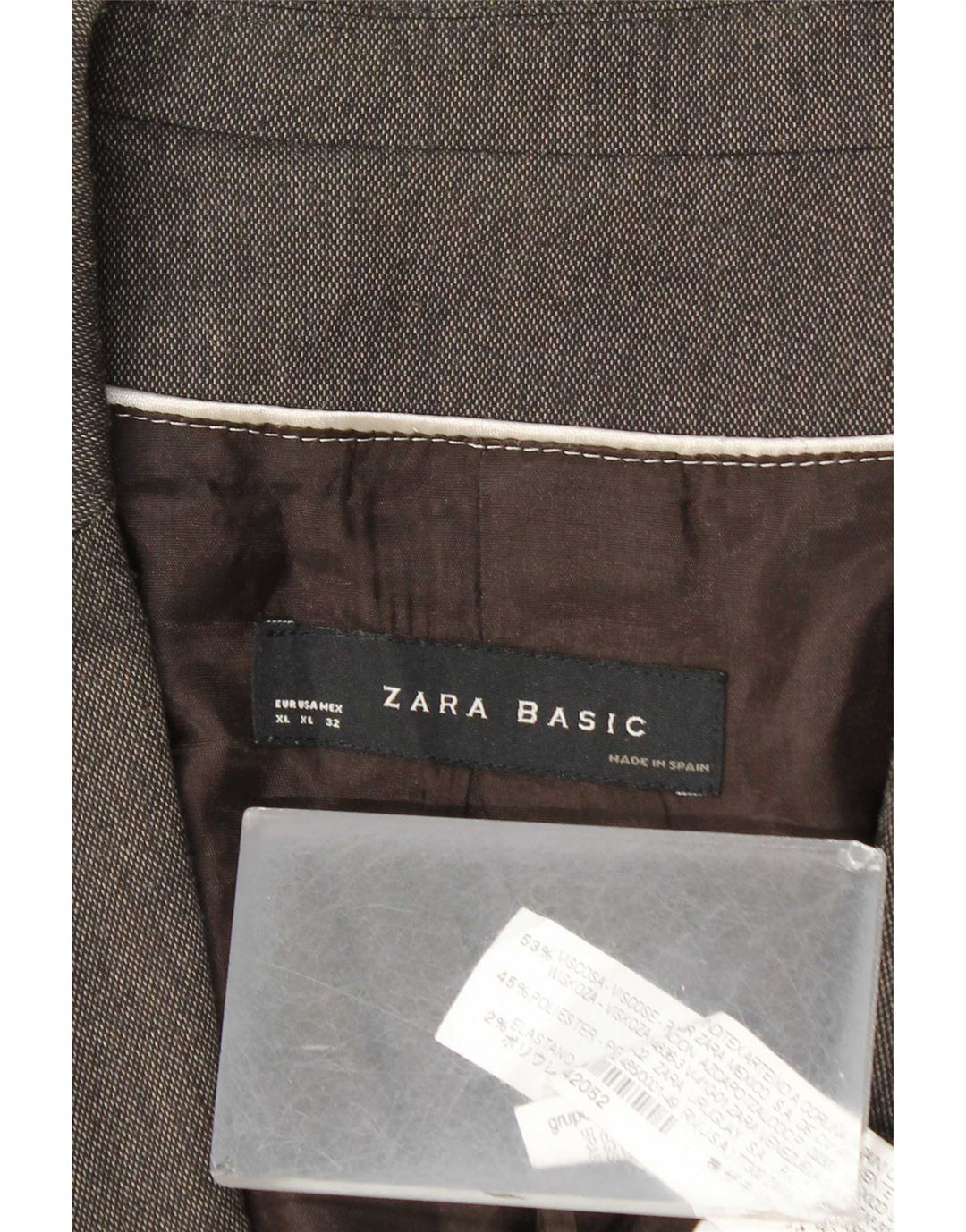 Zara Veste Blazer 1 Bouton Femme UK 18 XL Gris Viscose